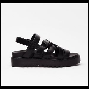 Faux Leather Strappy Buckle Sandals